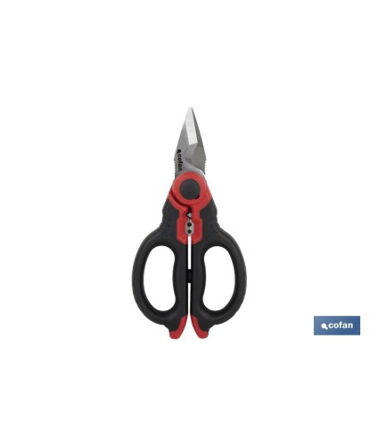 Tijeras de electricista profesional | Con longitud 160 mm  | Con accesorios pelacables y de crimpar)