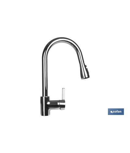 Grifo de Cocina Monomando con Ducha | Fabricado en Latón con Mando en Aleación de Zinc