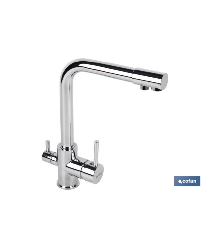 Grifo de Cocina Monomando | 3 Vías Adaptables para Osmosis | Fabricado en Latón con Acabado Cromado