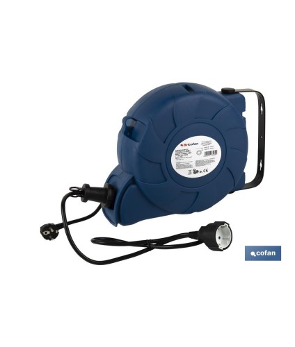 Enrollacables automático con soporte para pared | Con una toma | 16 metros