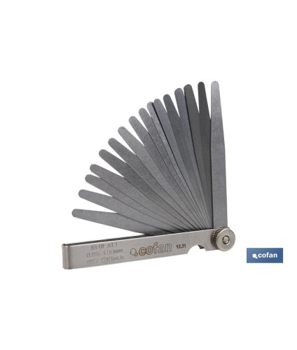 Galgas de espesores con 8 y 18 hojas | Medidor de espesores | Con medidas de espesor desde 0.05 mm hasta 1,0 mm