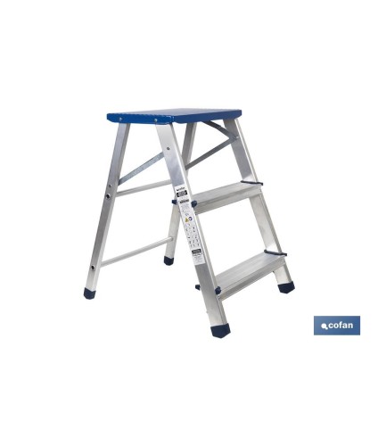 Taburete plegable de 3 peldaños | Material: aluminio | Carga máxima de 150 kilos