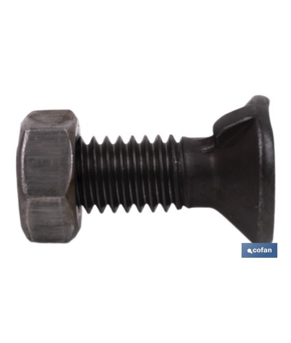Tornillo de arado DIN 604 | Cuello cuadrado | Tuerca hexagonal DIN 934 incluida | Clase 6.8 | Disponible en diferentes medidas
