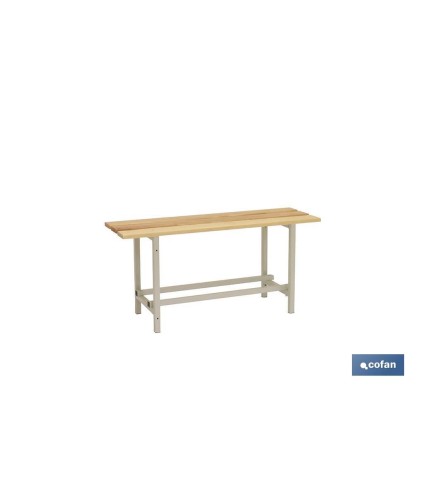 Banco de vestuario | Estructura de acero | Asiento de madera| Medidas: 47,5 x 100 x 32 cm