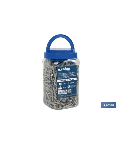 Pack de 500 Tacos de Golpe con Collarín Avelladado | Medidas: Ø6 mm x 40 mm