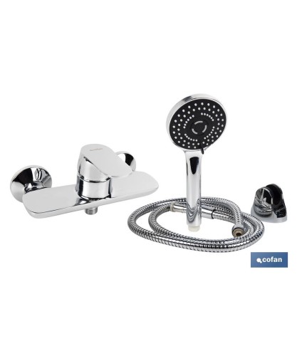 Set de Ducha que incluye: Grifo Monomando para ducha, Soporte, Flexo y Mango | Mango de ducha con 5 funciones