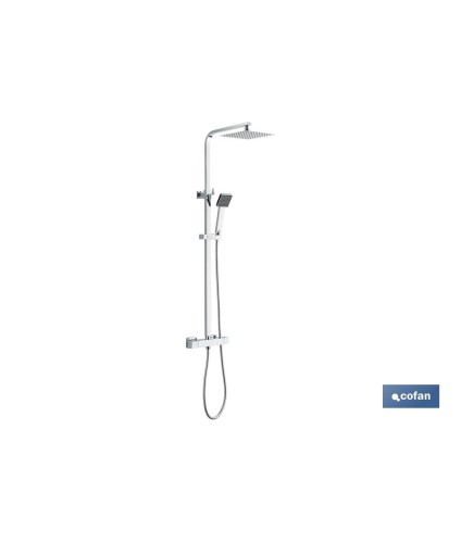 Columna de Ducha Termostática con diseño de Cabezal Cuadrado | Regulable en Altura