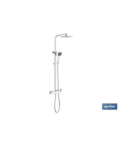 Columna de Ducha con Grifo Monomando | Diseño de Cabezal Cuadrado | Regulable en Altura