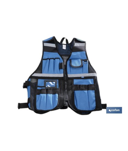 Chaleco portaherramientas multibolsillos ajustable con bandas reflectantes