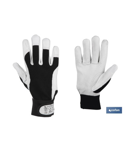 Guantes de vacuno con dorso de tela | Cierre de velcro | Muñequera elástica | Protección y seguridad | Comodidad y confort