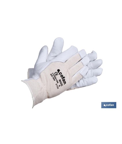 Guantes de piel de vacuno y dorso de punto | Duraderos y resistentes | Transpirables | Protección y seguridad