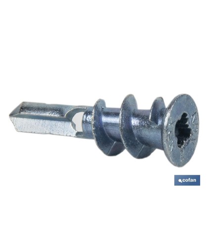 Taco Zamak para fijaciones en paneles de cartón yeso | Medidas: 13 x 37 mm