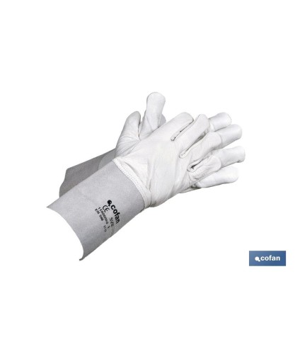 Guantes de vacuno con manguitos de 13 cm | Piel de serraje | Comodidad y protección | Ideales para agricultura y recolección
