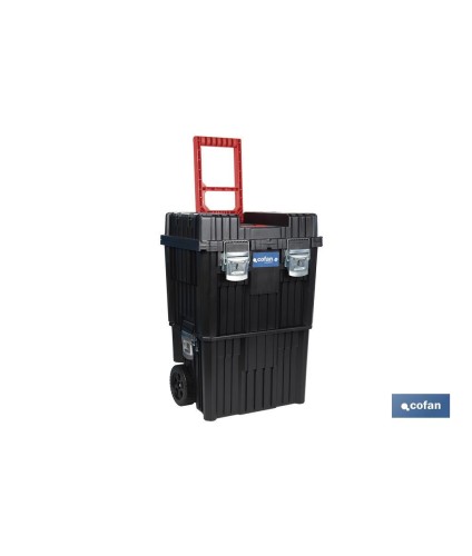 Carro de herramientas Compact con 2 Bloques | Con Doble Asa y Ruedas | Medidas: 45 x 36 x 64 cm