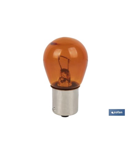 Lámpara de 1 polo 12 V 21 W | Casquillo de tipo BAU15s | Bombilla P21W | Color ámbar