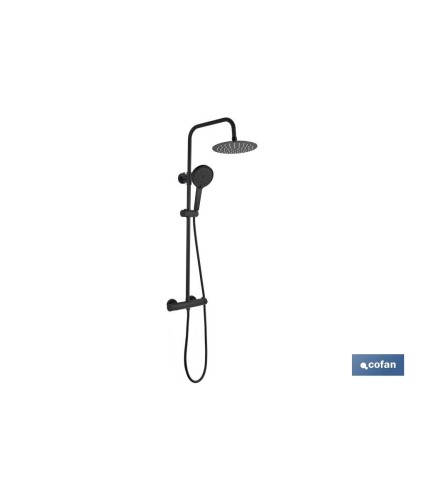 Columna de Ducha Extensible con Grifo Termostático | Grifería con acabado Negro Mate