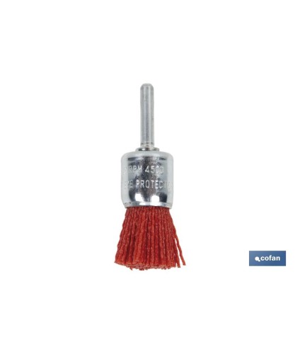 Cepillo de Brocha con Filamentos Abrasivos de Nylon | Diámetro de 6 mm x 25 mm | Para pulir, esmerilar, eliminar óxido, etc.