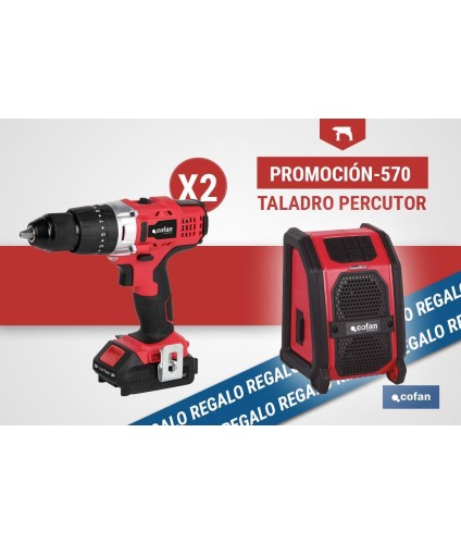 Pack de 2 taladros percutores a batería + altavoz Bluetooth de regalo | Herramientas de calidad