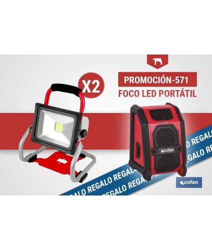 Pack de 2 focos LED portátiles de batería + altavoz Bluetooth de regalo | Iluminación eficiente y duradera