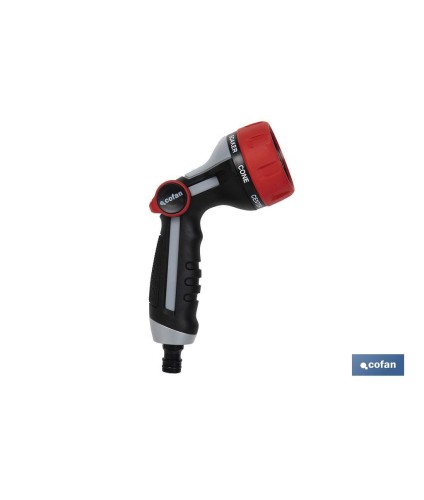 Pistola de riego con 7 modos de flujo y control del caudal con el pulgar