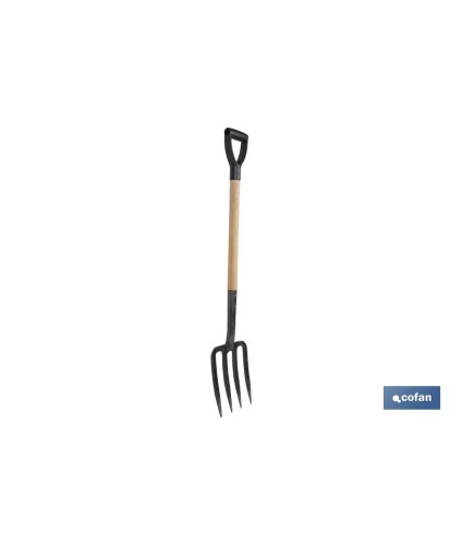 Horca para cavar de acero endurecido | 4 dientes | Ideal para jardinería y agricultura