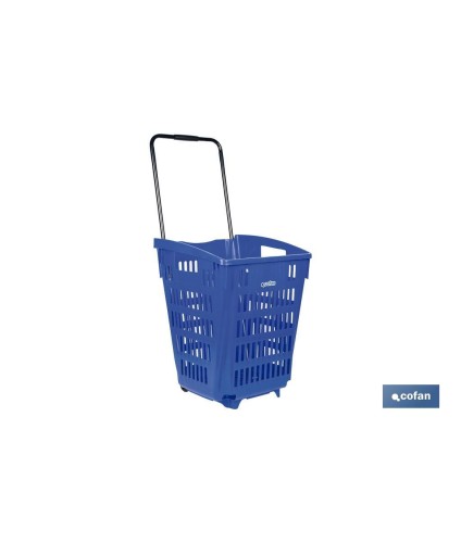 Carrito de la compra | Cesta con 2 ruedas | Asa telescópica | Capacidad: 52 litros | Color: azul | Medidas: 39 x 39 x 52,9 cm