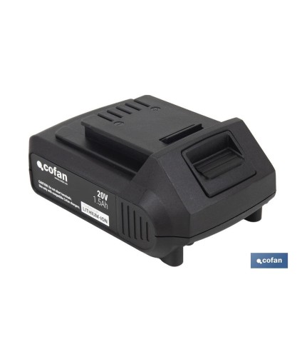 Batería de litio Li-ion de 20 V y 1.5 Ah | Adecuada para herramientas eléctricas Cofan | Protección electrónica integral