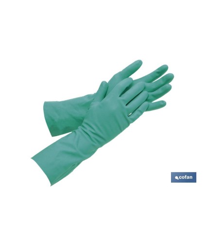 Guantes de nitrilo verde | Flocado de algodón interior | Elásticos y resistentes | Cómodos y seguros