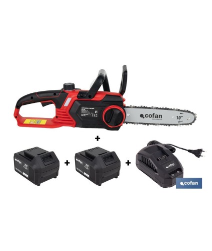 Kit de motosierra a batería con dos baterías de litio 20 V 4.0 Ah | Motosierra sin escobillas | Espada de 10 | Eficiencia y pre