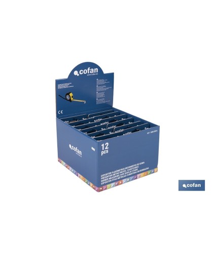Expositor para flexómetros con protección de goma de Cofan | Incluyen los flexómetros | Varias medidas y capacidades