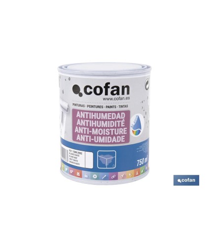 Pintura antihumedad al agua en blanco mate | Solución para paredes y techos | Diferentes capacidades