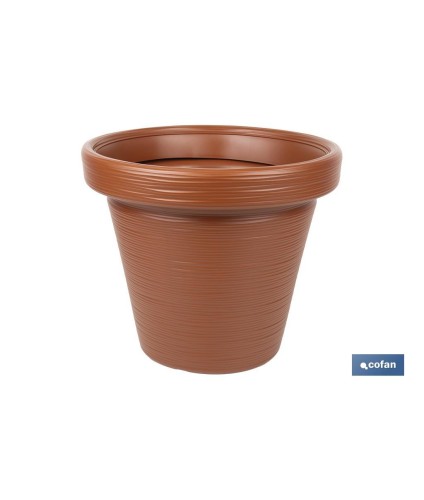 Macetas decorativas con diseño rayado | Color: terracota | Resistentes a los rayos UV | Material: Polietileno de alta densidad 
