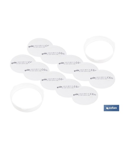 Pack de 10 Prefiltros P2 NR para Filtros A1B1E1K1 + 2 Aros Retenedores