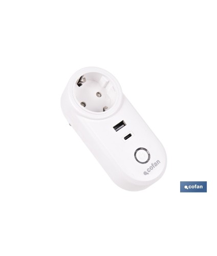 Enchufe inteligente con USB y tipo C | Conexión WiFi y Bluetooth | Aplicación: Smart Life o Tuya | Compatible con Alexa y Googl