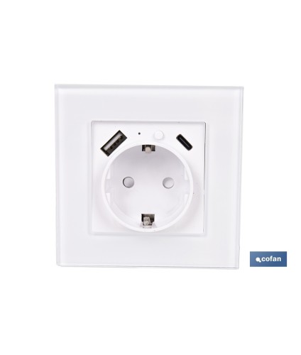 Base de enchufe inteligente con USB y tipo C | Conexión WiFi y Bluetooth | Aplicación: Smart Life o Tuya | Compatible con Alexa