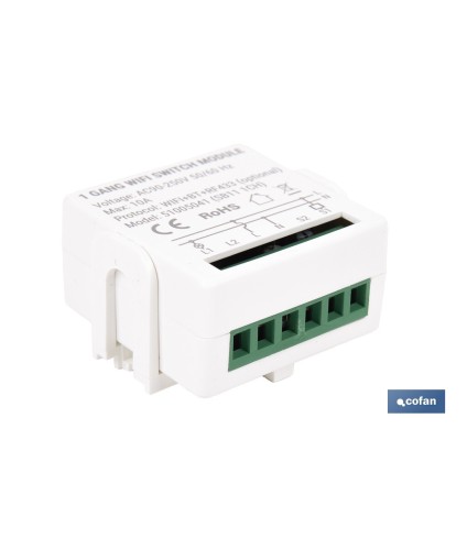 Relé inteligente de 1 interruptor WiFi | Aplicación: Smart Life o Tuya | Conectividad WiFi + Bluetooth | Para luces de hasta 10