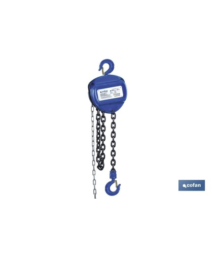 Polipasto de cadena manual | Altura de elevación: 6 m | Color: azul | Gancho resistente | Disponible en varias capacidades de c