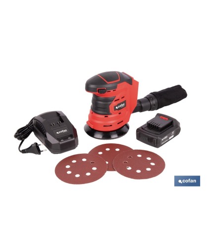 Lijadora orbital a batería | Velocidad de 10.000 rpm | Almohadilla de Ø125 mm con sistema de fijación por velcro | Disponible c