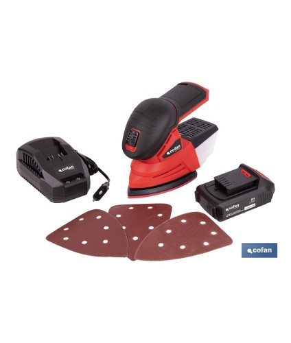 Lijadora Mouse a batería 20 V | Base de 10 x 14 cm | 11.000 rpm | Incluye caja de polvo y 3 hojas de lija | Disponible con y si
