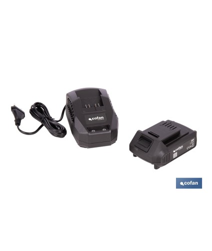 Pack de cargador 20 V 2.4 A + Batería 20 V 2.0 Ah Li-Ion | Compatible con sistema 1 for All | Protección contra sobrecarga y la