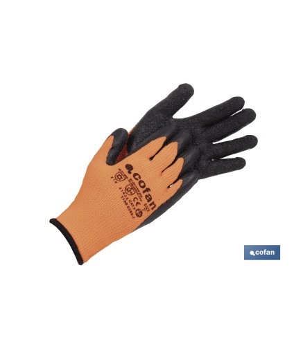 Guantes de protección naranja flúor con látex térmico | Protección mecánica y aislamiento térmico | EN 388 – EN 511 | Disponibl