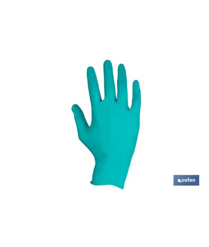 Caja de 100 guantes de nitrilo desechables de color verde, sin polvo, de alta resistencia y protección profesional | Disponible