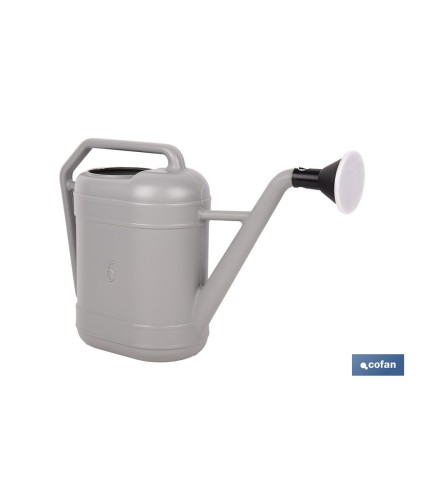 Regadera gris con cabezal desmontable de HDPE | Resistente, ligera 100 % reciclable con capacidad de 6 litros