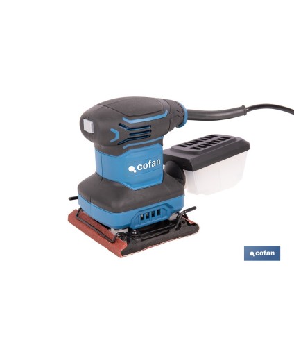 Lijadora orbital eléctrica 200 W 14 000 rpm, aspiración de polvo | Base de velcro con 8 agujeros | Ideal para madera, plástico 