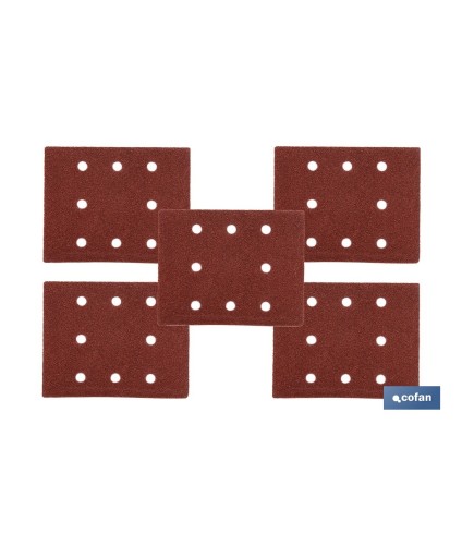 Pack de 5 hojas de lija para lijadora orbital | Hojas de lija rectangulares de óxido de aluminio | Disponibles en diferentes gr