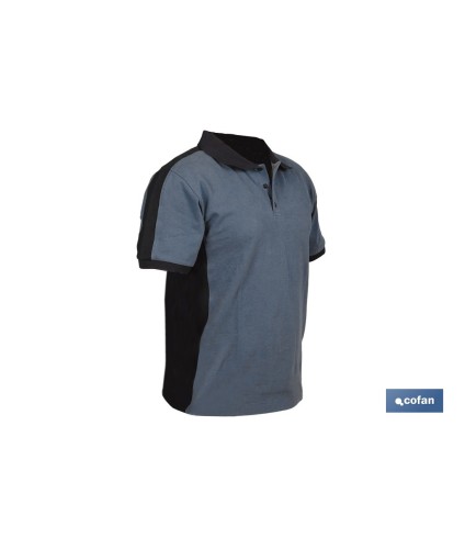 Polo de trabajo modelo Balder en gris oscuro y negro | Cómodo y transpirable con cierre de 3 botones | Materiales: 95 % algodón