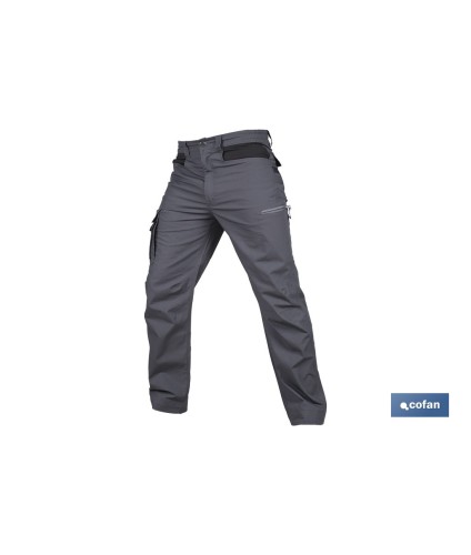 Pantalón de trabajo modelo Loki en gris | Elástico, ligero con múltiples bolsillos | Materiales: 65 % poliéster, 32 % algodón |