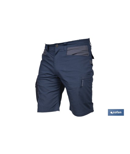 Bermudas de trabajo modelo Tyr en azul marino y gris | Elásticas, ligeras con múltiples bolsillos y protección lumbar| Material