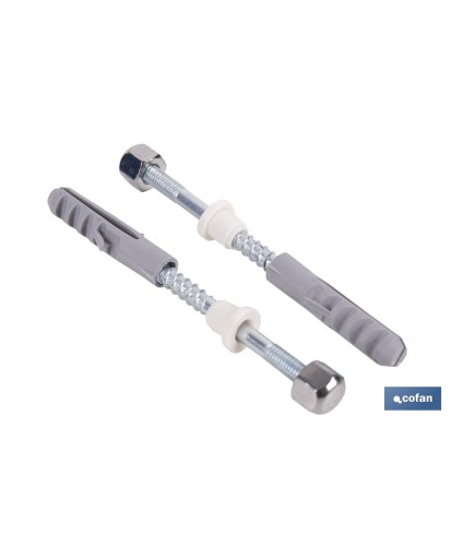 Kit de fijación para el inodoro o bidé | Conjunto de 2 espárragos, tapones y tacos | Disponible en diferentes acabados