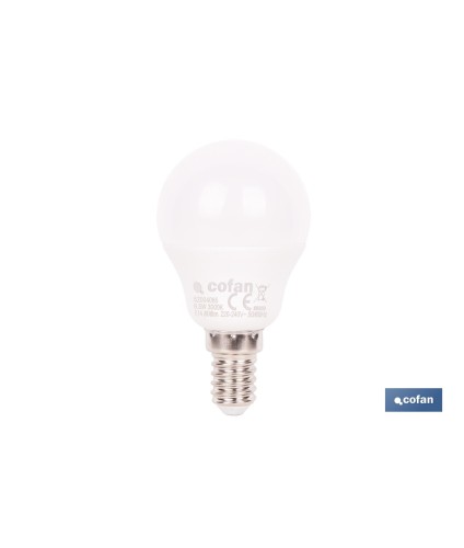Bombillas LED esférica E14 con rosca fina. Con 6,5 W y 806 lúmenes | Ahorro de energía y larga duración 15.000 h de vida | Disp